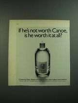 1969 Canoe by Dana Cologne Ad - If he&#39;s not worth Canoe, is he worth it at all? - £14.44 GBP