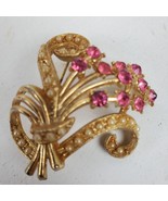 Vintage Brooch Pink w/ Faux Pearls Bouquet Ribbons 1.5 Inch - €10,47 EUR