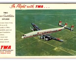 Twa Super Costellazione IN Volo Airline Emesso Unp Lino Cartolina V15 - £3.17 GBP