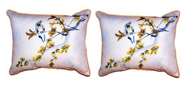 Pair of Betsy Drake Bird &amp; Forsythia Large Pillows 16 Inch X 20 Inch - £71.21 GBP
