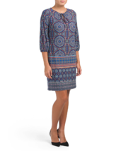 New London Times Blue Printed Career Shift Jersey Dress Size 14 Size 16 $89 - £36.69 GBP