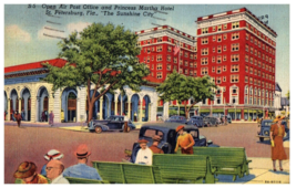 Post Office and Princess Martha Hotel St Petersburg Florida Postcard Posted 1949 - £5.29 GBP