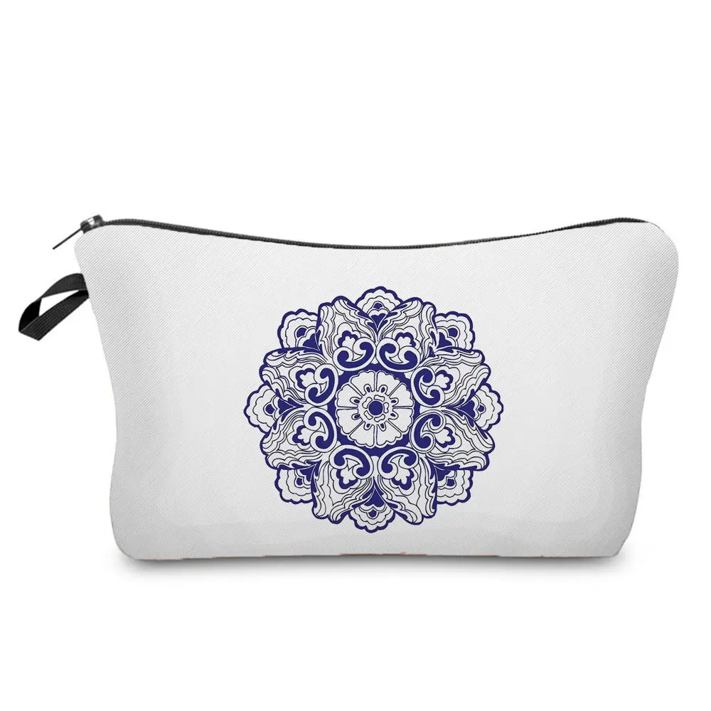 Elegant Lady Girls Makeup Bag  Porcelain Geometry Abstract Pattern Cosmetic Bags - £46.74 GBP