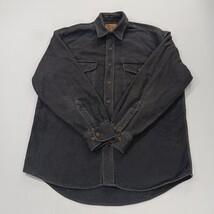 St John's Bay Men's Black Heavyweight Long Sleeve Cotton Shirt Pockets Sz Medium image 15