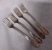 Oneida Meadowbrook Grille Viande Forks 4 Silverplated 7.5&quot; 1936 - £13.35 GBP