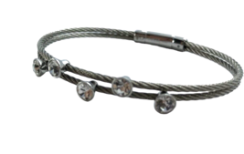 Fossil bracelet Crystal Rhinestone Twisted metal rope strands retro glam - $14.84
