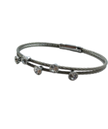 Fossil bracelet Crystal Rhinestone Twisted metal rope strands retro glam - £11.69 GBP