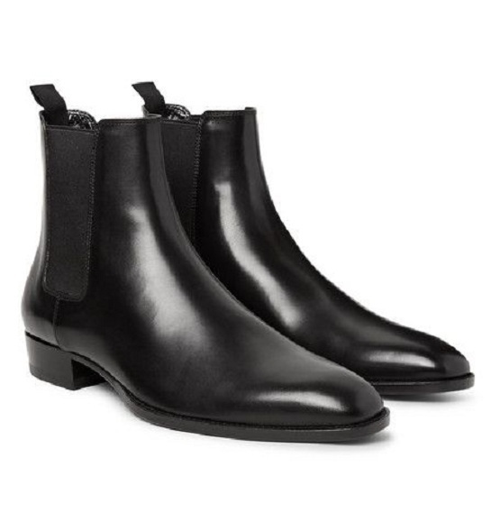 NEW  Handmade Men's Black Chelsea boot, Men's ankle leather boot, Men's leather