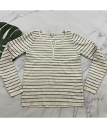 Molly Bracken Womens Ribbed Knit Sweater Top Size XL Cream Blue Striped ... - $40.60 CAD