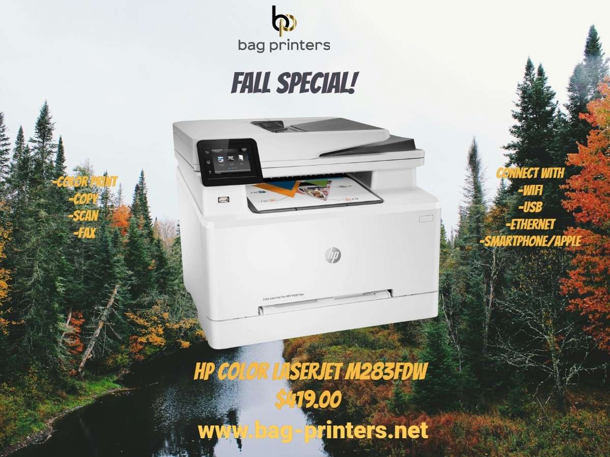 HP Color Laserjet M283FDW  All In One 7KW75A Network Wifi  Fall Promo!