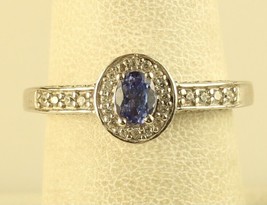 Vintage Sterling Silver Purple Tanzanite Cocktail Engagement Ring Signed STS 925 - £43.66 GBP