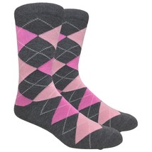 FINE FIT BLACK - CHARCOAL GREY PINK ARGYLE MENS DIAMOND PRINT DRESS CREW... - £5.64 GBP