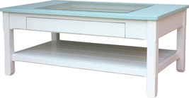 Display Coffee Table Cocktail Trade Winds Cottage Rectangular White Aqua Blue - £1,076.52 GBP