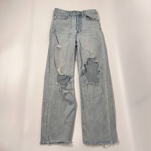 Wild Fable Womens Jeans Size 2 Blue Denim Distressed High Rise Straight Light - $24.98