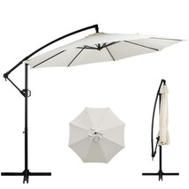 10Ft Patio Offset Umbrella W/Easy Tilt Adjustment,Crank And Cross Base, Outdoor  - £94.77 GBP