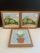 3-Ceramic Tile Country Kitchen Folk Art Trivet/wall Hanging Art - $25.00