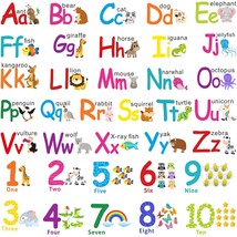 Alphabet Wall Stickers Kids Toddler Decors Animal Abc Stickers Removable Letters - £14.42 GBP