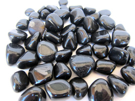 Six Black Agate Tumbled Stones 20-25mm Healing Crystals Dreamwork Root Chakra - £5.45 GBP