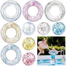 10 Pcs Inflatable Pool Float Kids With Colorful Glitters Beach Ball Transparent  - £34.88 GBP