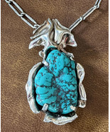 Finland Brutalist Modernist Reino O Saastamoinen Turquoise Silver Neckla... - £522.27 GBP