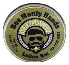 Bee Manly Hands Tea Tree Spice Mens Bee Solid Lotion Bar Dry Skin Honey House - $14.64