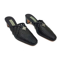 EBrighton Abby Black Brown Leather Woven Mules US 6.5M - $31.94