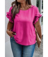 Women&#39;s Plus Size Round Neck Ruffle Solid Loose Shirt - $520.80 MXN