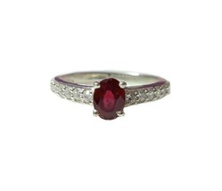 Silver Ruby Engagement Ring Natural Ruby Solitaire Ring 1.2 Ct Ruby Prom... - £29.09 GBP