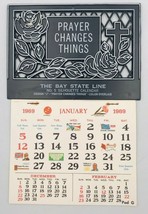 1969 Die Cut Silhouette Prayer Changes Things Christian Cross Sample Calendar  - £9.43 GBP