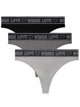 Wingslove Letter &amp; Heart Tape Double-layers Pure Cotton Panty 3PC Multicolor, XL - £16.35 GBP