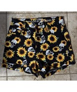 Hot Topic Button Fly Shorts Black Sunflower Skulls Hi Rise Stretch Size 3 - $20.37 CAD