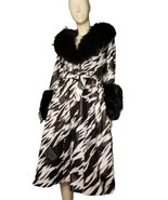 Saks Potts Foxy Zebra Print Lambskin Fox Fur Trimmed Coat SP2 M Penny La... - $2,025.00