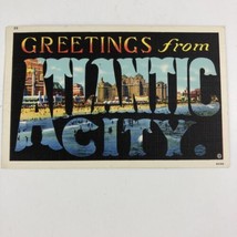 1930&#39;s Large Letter Greetings from Atlantic City New Jersey Linen Postcard - £5.72 GBP