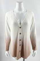 Torrid Cardigan Sweater Sz 0 (US L) Pink White Thermal Waffle Knit Ombre Dip Dye - £23.39 GBP
