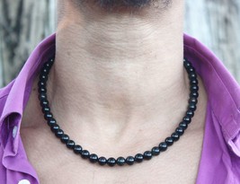Black Obsidian Necklace - Beaded Gemstone Neckless for Men/Women 8mm Gen... - £21.92 GBP