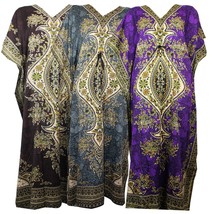 Women&#39;s Long Kaftan Dress Floral Printed Summer Tunic Free Size  3 Pcs - £19.13 GBP