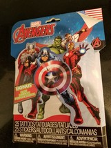 50 Marvel Avengers Tattoos &amp; Stickers - 25 Temporary Tattoos + 25 Stickers - $6.85