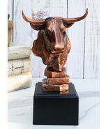 Wildlife Bull Bust Statue On Base Bronze Electroplated Figurine Stock Ma... - $1,018.88 MXN