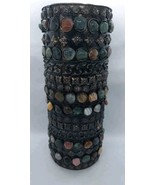 Vintage Agate Inlaid Moorish Gemstone Jewelled Candle Holder Vase - $475.21 CAD