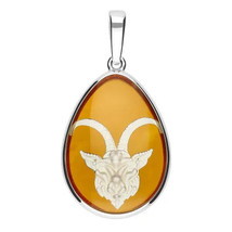 Jewelry of Venus fire  Pendant of Air Baltic amber silver pendant Capricorn - £455.48 GBP