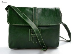 Leather hobo bag mens satchel messenger bag shoulder bag crossbody green women  - £147.85 GBP