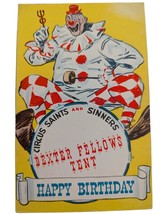 Circus Saints and Sinners Comical Dexter Fellows Tent 1943 Birthday Divi... - $9.78
