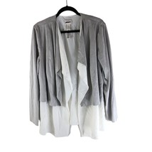 Chicos Womens Draped Cardigan Layered Open Front Gray White Size 3 US XL - £18.89 GBP