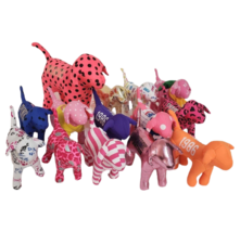 14 Victoria&#39;s Secret Pink Dogs Leopard Stripes Purple Stuffed Animal Plush Toy - £97.11 GBP