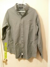 Croft &amp; Barrow Shirt Green-Gray Button Down Oxford 16 34/35 Long Sleeve With Poc - £8.57 GBP