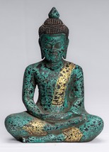 Antik Khmer Stil Holz Sitzender Buddha Statue Dhyana Meditation Mudra - - £101.43 GBP