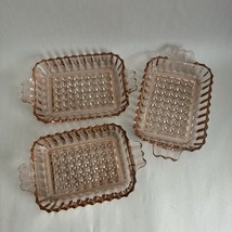 (3) Vintage Anchor Hocking Pink Depression Glass Mint Dish Trinket Relish - $30.75