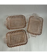 (3) Vintage Anchor Hocking Pink Depression Glass Mint Dish Trinket Relish - $43.15 CAD