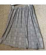 Elizabeth Plaid Side Slit Gray Blue Skirt Size Medium - $28.58 CAD