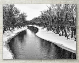 Ohio Landscape, Snowy Winter River, Nature Fine Art Photo - Metal, Canvas, Paper - £25.17 GBP+